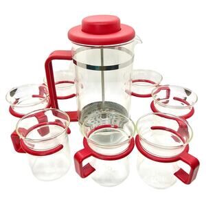 Vintage Bodum Bistro French Press Tea Coffee Maker w Seven Glasses MCM